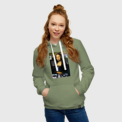 Толстовка-худи хлопковая женская Мона Лиза диджей, цвет: авокадо — фото 2