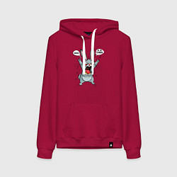 Толстовка-худи хлопковая женская Нервный заяц с нецензурной надписью задолбался, цвет: маджента