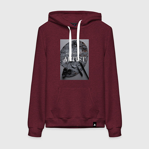 Женская толстовка-худи Художник палитра aesthetic / Меланж-бордовый – фото 1