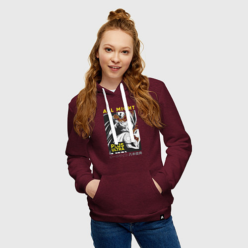 Женская толстовка-худи Моя геройская академия All Might plus ultra / Меланж-бордовый – фото 3