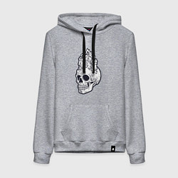 Толстовка-худи хлопковая женская Череп и свечи, цвет: меланж