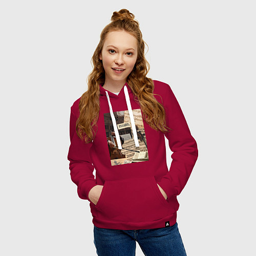 Женская толстовка-худи Музыка эстетика / Маджента – фото 3