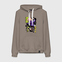 Толстовка-худи хлопковая женская Киви Ватасэ - Медуза не умеет плавать в ночи, цвет: утренний латте