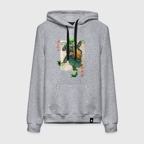 Женская толстовка-худи Японский стиль - лягушка / Меланж – фото 1