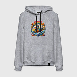 Толстовка-худи хлопковая женская Подводная стимпанк лодка капитана Немо, цвет: меланж