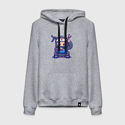 Толстовка-худи хлопковая женская Ниндзя рамен, цвет: меланж
