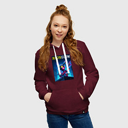 Толстовка-худи хлопковая женская Neon glow - cyber Pikachu, цвет: меланж-бордовый — фото 2