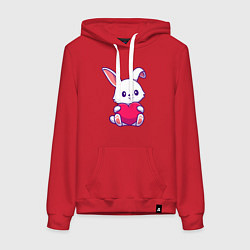 Толстовка-худи хлопковая женская Heart rabbit, цвет: красный