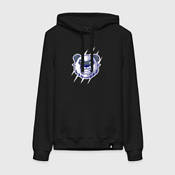 Толстовка-худи хлопковая женская Злая панда, цвет: черный