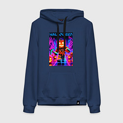 Толстовка-худи хлопковая женская Halloween is coming - neon glow collaboration, цвет: тёмно-синий