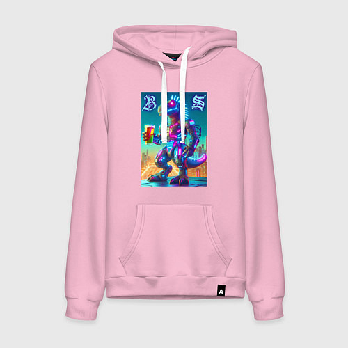 Женская толстовка-худи Beersaur neon glow - meme / Светло-розовый – фото 1