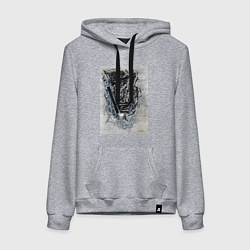 Толстовка-худи хлопковая женская Абстрактная графика Blue, цвет: меланж