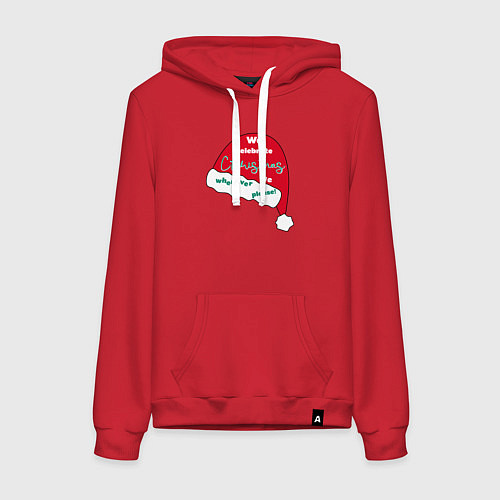 Женская толстовка-худи Шапка Санта Клауса - мы празднуем Рождество когда / Красный – фото 1