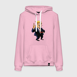 Толстовка-худи хлопковая женская Злой Трамп, цвет: светло-розовый