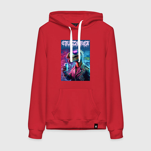 Женская толстовка-худи Crazy rex - ai art fantasy / Красный – фото 1