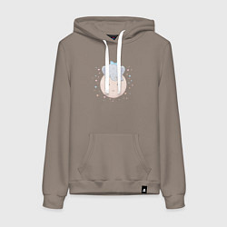 Толстовка-худи хлопковая женская Elephant on the moon, цвет: утренний латте