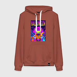 Толстовка-худи хлопковая женская Pikachu - halloween vaporwave, цвет: кирпичный