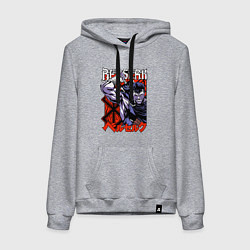 Толстовка-худи хлопковая женская Берсерк Berserk руны, цвет: меланж