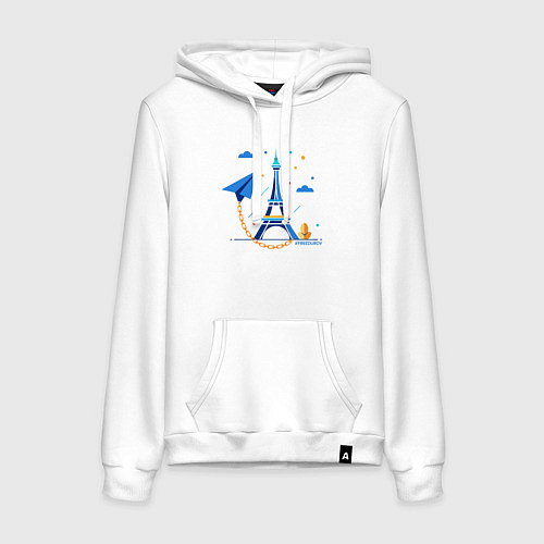 Женская толстовка-худи Значок telegram и цепь / Белый – фото 1