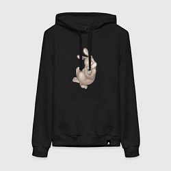Толстовка-худи хлопковая женская Спящий милый заяц, цвет: черный