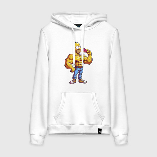 Женская толстовка-худи Гомер культурист / Белый – фото 1