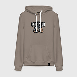 Толстовка-худи хлопковая женская Гладиатор с мечом, цвет: утренний латте