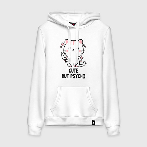 Женская толстовка-худи Cute but psycho - cat / Белый – фото 1
