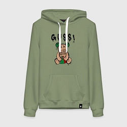 Толстовка-худи хлопковая женская Гусси - мишка, гуси, цвет: авокадо