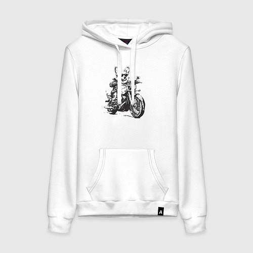 Женская толстовка-худи Корги байкер на мотоцикле чоппере / Белый – фото 1