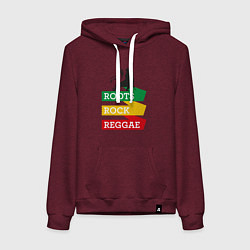 Толстовка-худи хлопковая женская Корни регги, цвет: меланж-бордовый
