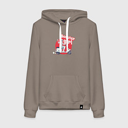 Толстовка-худи хлопковая женская Девушка на скутере, цвет: утренний латте