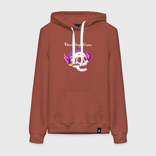Женская толстовка-худи Three Days Grace - неоновый череп / Кирпичный – фото 1