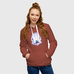 Толстовка-худи хлопковая женская Ван-Пис Луффи йонко, цвет: кирпичный — фото 2