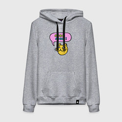 Толстовка-худи хлопковая женская Котик - больше еды, цвет: меланж