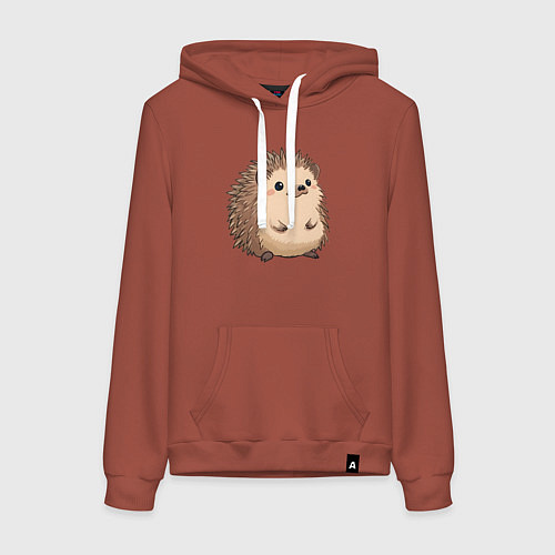 Женская толстовка-худи Ёжик арт / Кирпичный – фото 1