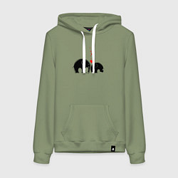 Толстовка-худи хлопковая женская Влюблённые слонята, цвет: авокадо