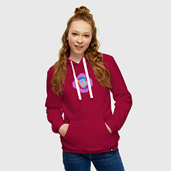 Толстовка-худи хлопковая женская Девушка на роликах, цвет: маджента — фото 2