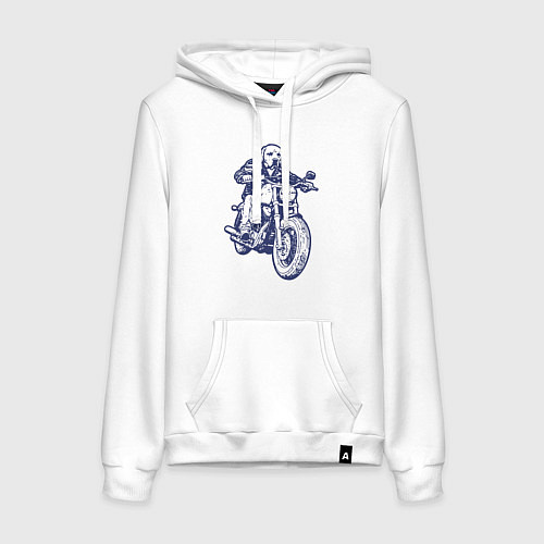 Женская толстовка-худи Лабрадор байкер на мотоцикле чоппере / Белый – фото 1