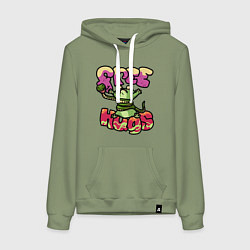 Толстовка-худи хлопковая женская Freehugs, цвет: авокадо