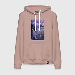 Толстовка-худи хлопковая женская Клинок рассекающий демонов Гию Томиока, цвет: пыльно-розовый