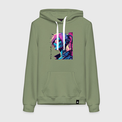 Женская толстовка-худи Cyber girl - pop art fantasy / Авокадо – фото 1