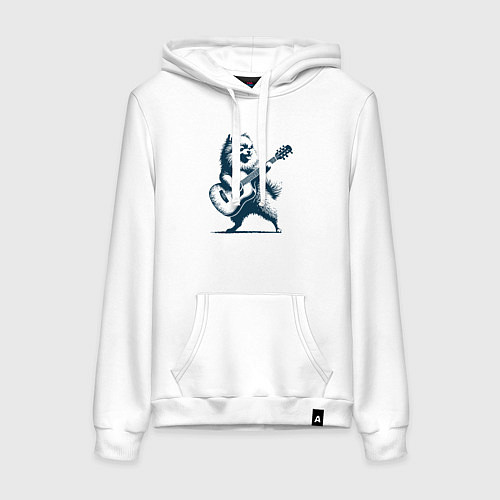 Женская толстовка-худи Шпиц играет на гитаре укулеле / Белый – фото 1