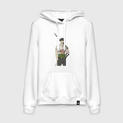 Толстовка-худи хлопковая женская Ван-Пис Зоро Ророноа Чоппер, цвет: белый