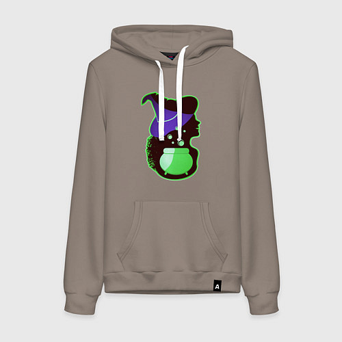 Женская толстовка-худи Девушка ведьма и котел с зельем / Утренний латте – фото 1