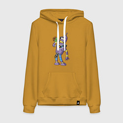 Толстовка-худи хлопковая женская Bender drink beer, цвет: горчичный