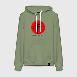 Толстовка-худи хлопковая женская Японский вайб, цвет: авокадо