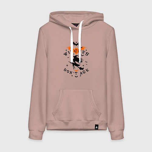 Женская толстовка-худи Ведьмы не стареют - Хэллоуин / Пыльно-розовый – фото 1