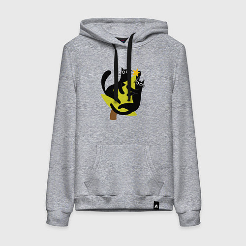 Женская толстовка-худи Черные коты на елке / Меланж – фото 1