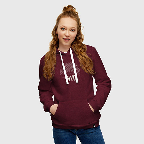 Женская толстовка-худи NYC vibe / Меланж-бордовый – фото 3