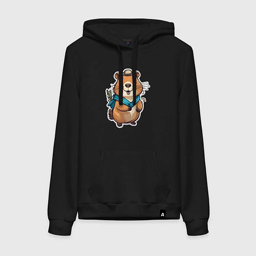 Женская толстовка-худи Счастливая капибара / Черный – фото 1